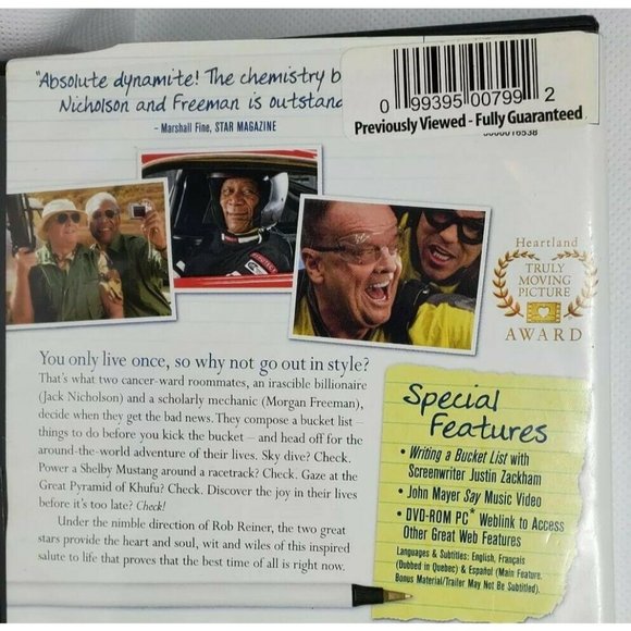 The Bucket List DVD 2008 Jack Nicholson, Morgan Freeman No Scratches Clean - Picture 3 of 7